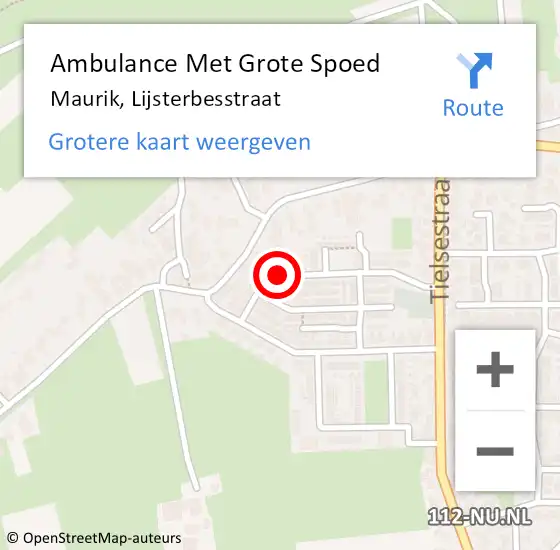 Locatie op kaart van de 112 melding: Ambulance Met Grote Spoed Naar Maurik, Lijsterbesstraat op 1 februari 2017 02:05