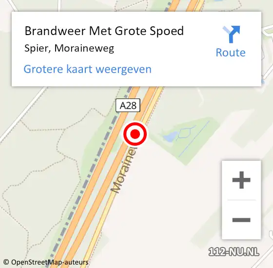 Locatie op kaart van de 112 melding: Brandweer Met Grote Spoed Naar Spier, Moraineweg op 1 februari 2017 02:29