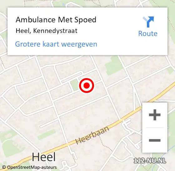 Locatie op kaart van de 112 melding: Ambulance Met Spoed Naar Heel, Kennedystraat op 1 februari 2017 03:50