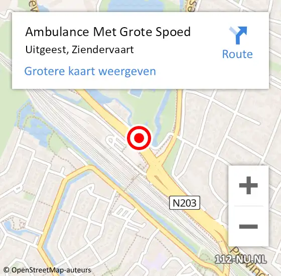 Locatie op kaart van de 112 melding: Ambulance Met Grote Spoed Naar Uitgeest, Ziendervaart op 1 februari 2017 06:01