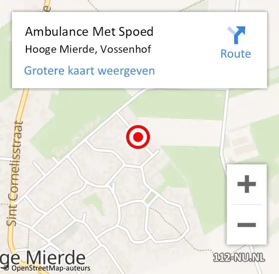 Locatie op kaart van de 112 melding: Ambulance Met Spoed Naar Hooge Mierde, Vossenhof op 1 februari 2017 06:13
