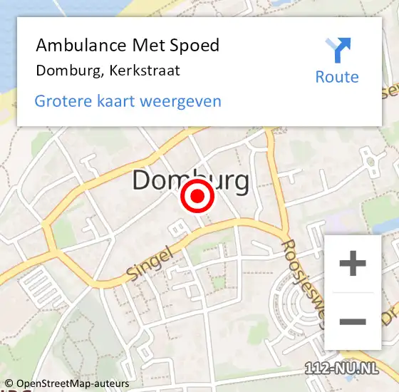 Locatie op kaart van de 112 melding: Ambulance Met Spoed Naar Domburg, Kerkstraat op 1 februari 2017 06:38