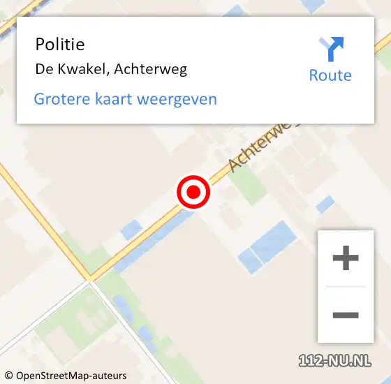 Locatie op kaart van de 112 melding: Politie De Kwakel, Achterweg op 1 februari 2017 06:50