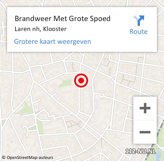 Locatie op kaart van de 112 melding: Brandweer Met Grote Spoed Naar Laren nh, Klooster op 1 februari 2017 07:00