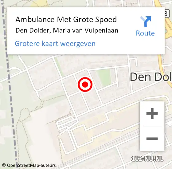 Locatie op kaart van de 112 melding: Ambulance Met Grote Spoed Naar Den Dolder, Maria van Vulpenlaan op 1 februari 2017 07:26