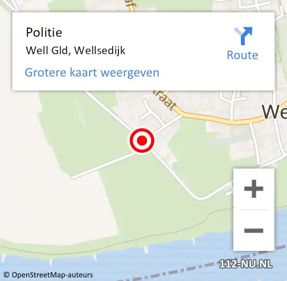 Locatie op kaart van de 112 melding: Politie Well Gld, Wellsedijk op 18 september 2013 19:54