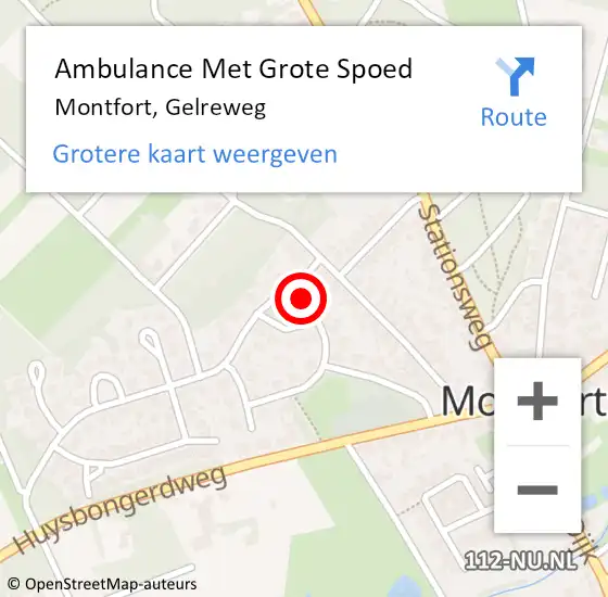 Locatie op kaart van de 112 melding: Ambulance Met Grote Spoed Naar Montfort, Gelreweg op 1 februari 2017 08:09