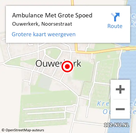 Locatie op kaart van de 112 melding: Ambulance Met Grote Spoed Naar Ouwerkerk, Noorsestraat op 1 februari 2017 08:15