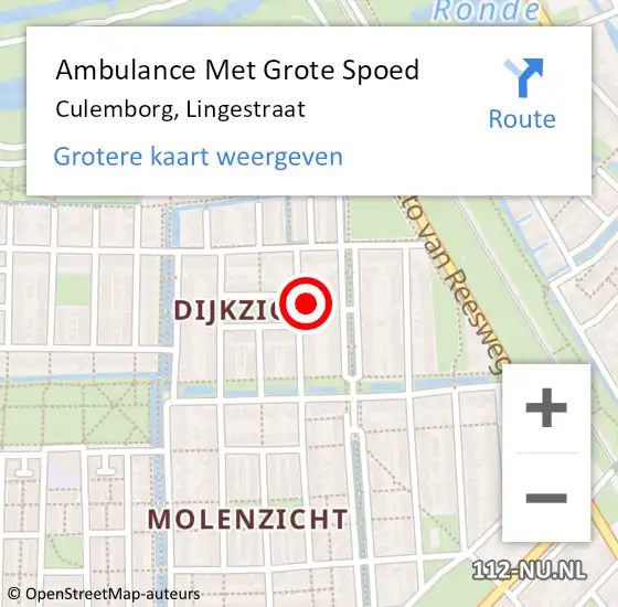 Locatie op kaart van de 112 melding: Ambulance Met Grote Spoed Naar Culemborg, Lingestraat op 1 februari 2017 09:05