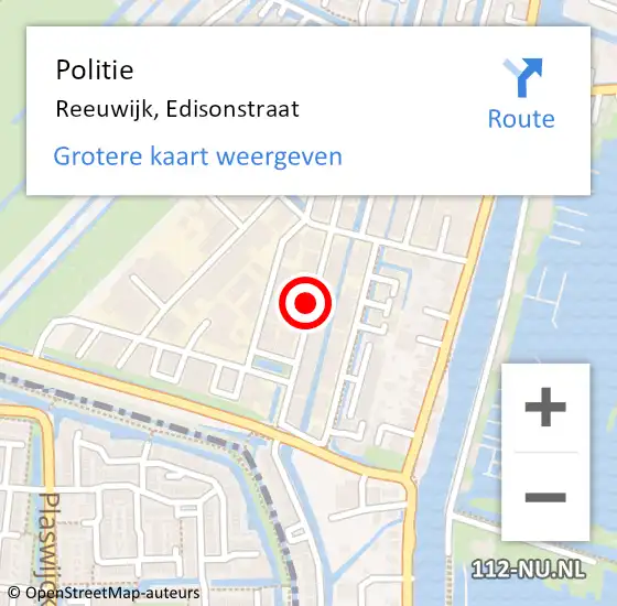 Locatie op kaart van de 112 melding: Politie Reeuwijk, Edisonstraat op 1 februari 2017 09:32