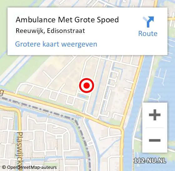 Locatie op kaart van de 112 melding: Ambulance Met Grote Spoed Naar Reeuwijk, Edisonstraat op 1 februari 2017 09:50