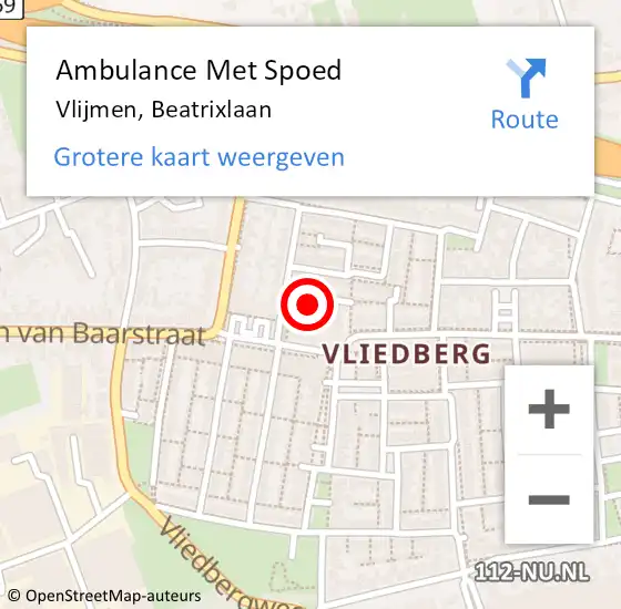 Locatie op kaart van de 112 melding: Ambulance Met Spoed Naar Vlijmen, Beatrixlaan op 1 februari 2017 10:23