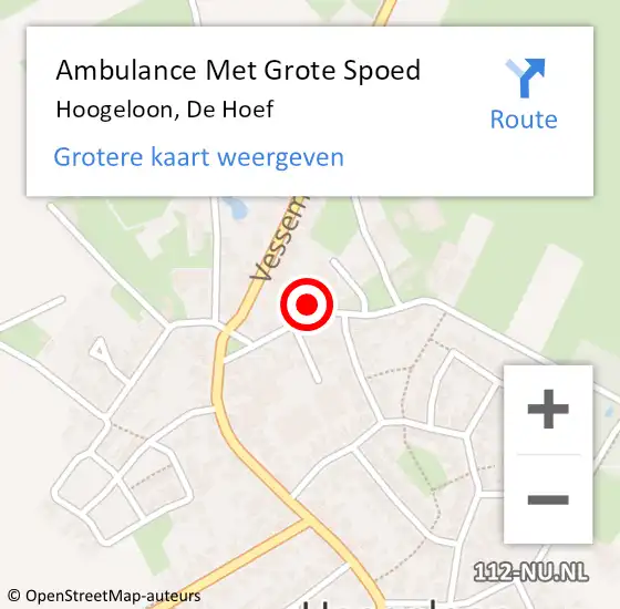 Locatie op kaart van de 112 melding: Ambulance Met Grote Spoed Naar Hoogeloon, De Hoef op 1 februari 2017 10:48