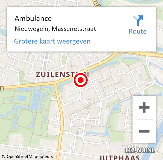 Locatie op kaart van de 112 melding: Ambulance Nieuwegein, Massenetstraat op 1 februari 2017 11:26