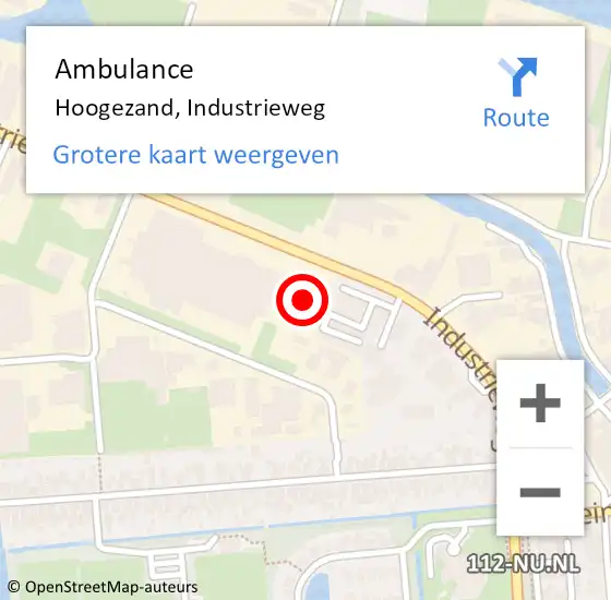 Locatie op kaart van de 112 melding: Ambulance Hoogezand, Industrieweg op 1 februari 2017 12:12