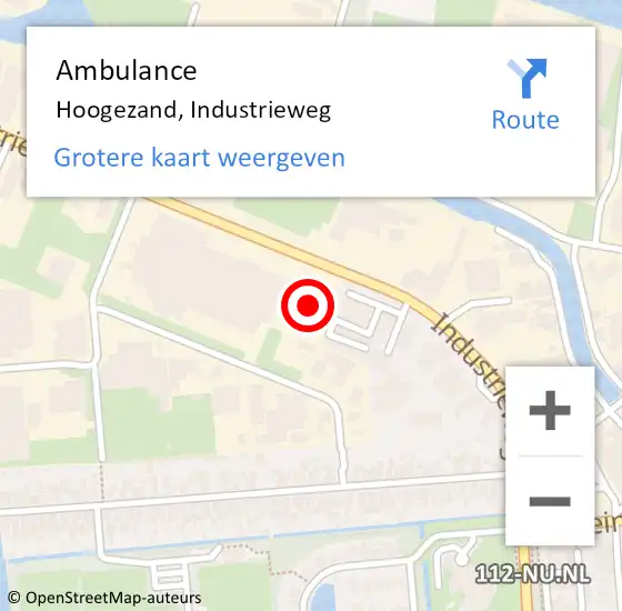 Locatie op kaart van de 112 melding: Ambulance Hoogezand, Industrieweg op 1 februari 2017 12:13
