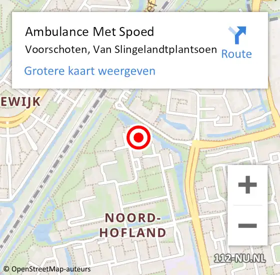 Locatie op kaart van de 112 melding: Ambulance Met Spoed Naar Voorschoten, Van Slingelandtplantsoen op 1 februari 2017 12:14