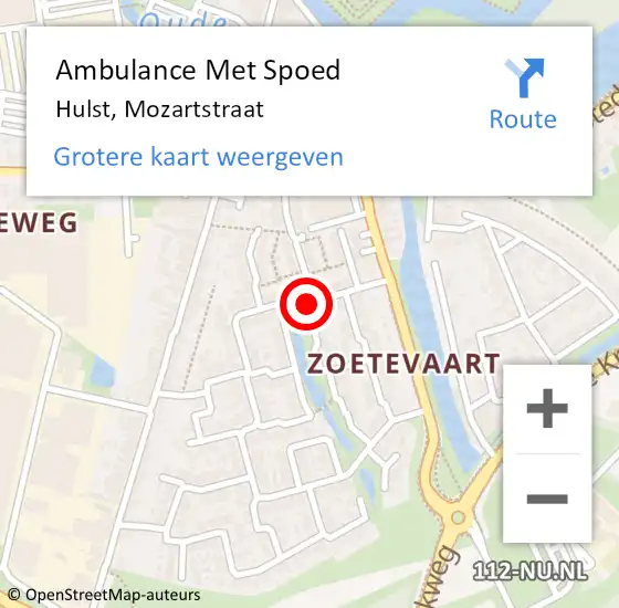 Locatie op kaart van de 112 melding: Ambulance Met Spoed Naar Hulst, Mozartstraat op 1 februari 2017 12:16