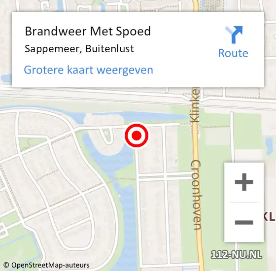 Locatie op kaart van de 112 melding: Brandweer Met Spoed Naar Sappemeer, Buitenlust op 1 februari 2017 13:44