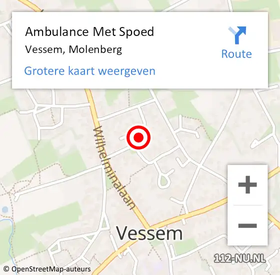 Locatie op kaart van de 112 melding: Ambulance Met Spoed Naar Vessem, Molenberg op 1 februari 2017 13:52