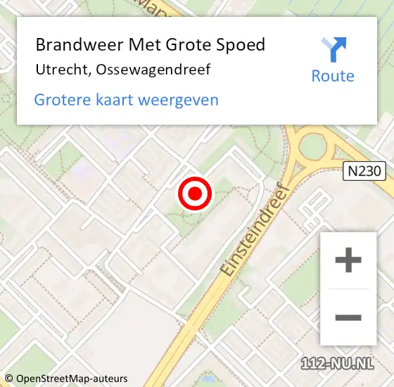 Locatie op kaart van de 112 melding: Brandweer Met Grote Spoed Naar Utrecht, Ossewagendreef op 1 februari 2017 14:44