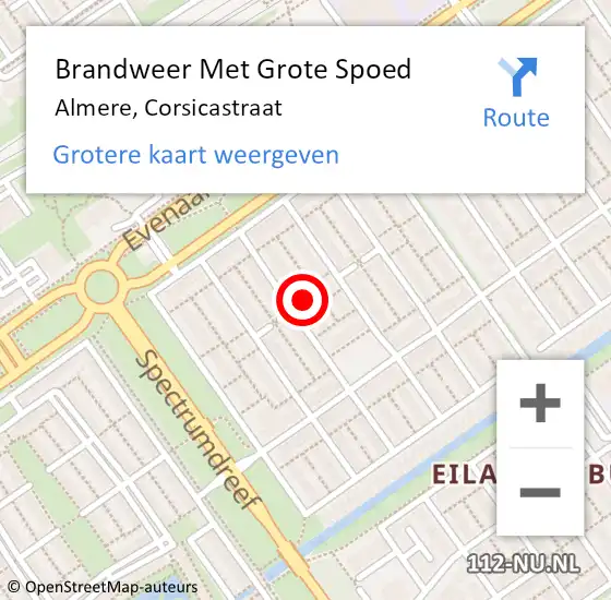 Locatie op kaart van de 112 melding: Brandweer Met Grote Spoed Naar Almere, Corsicastraat op 1 februari 2017 14:45