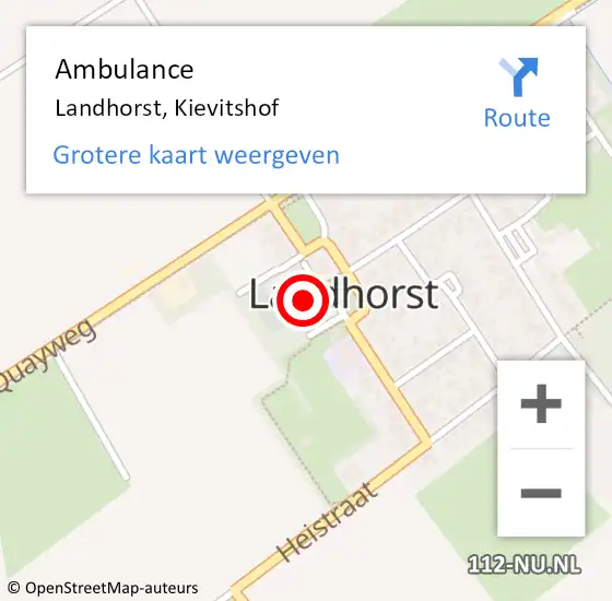 Locatie op kaart van de 112 melding: Ambulance Landhorst, Kievitshof op 1 februari 2017 15:52