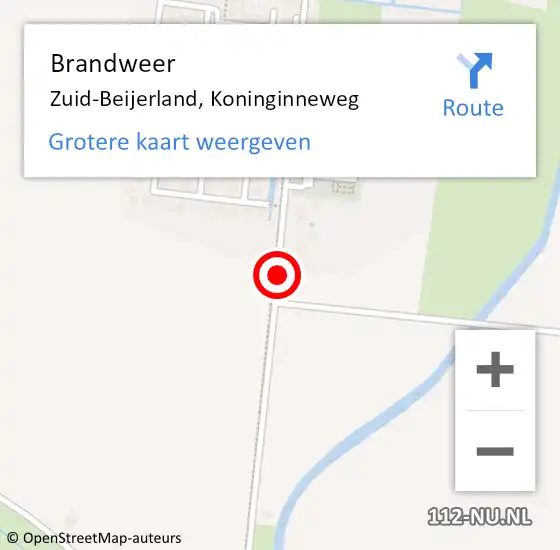 Locatie op kaart van de 112 melding: Brandweer Zuid-Beijerland, Koninginneweg op 1 februari 2017 16:08