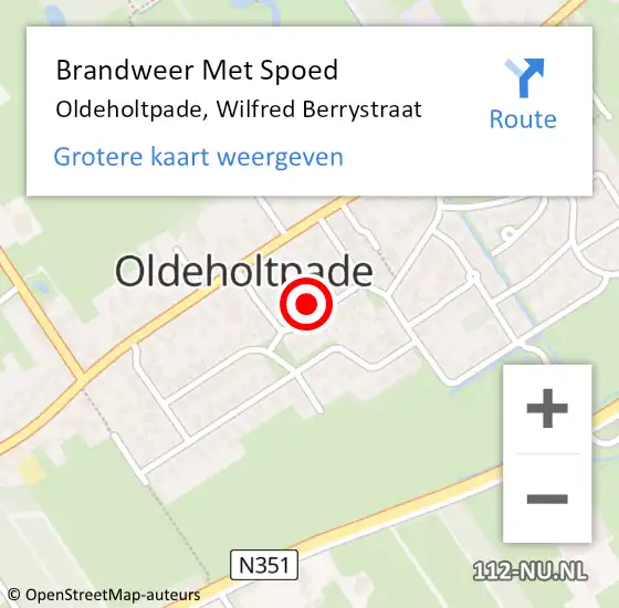 Locatie op kaart van de 112 melding: Brandweer Met Spoed Naar Oldeholtpade, Wilfred Berrystraat op 1 februari 2017 16:15