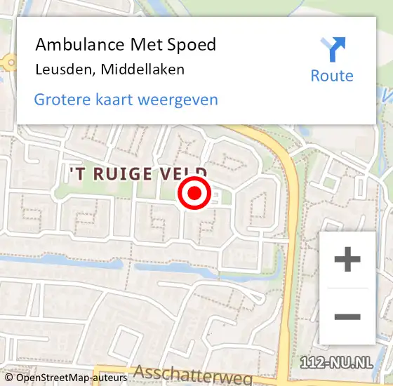 Locatie op kaart van de 112 melding: Ambulance Met Spoed Naar Leusden, Middellaken op 1 februari 2017 16:19