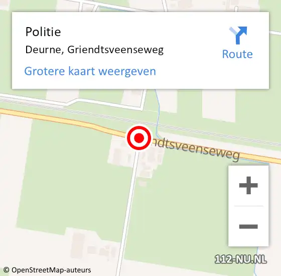 Locatie op kaart van de 112 melding: Politie Deurne, Griendtsveenseweg op 1 februari 2017 16:30