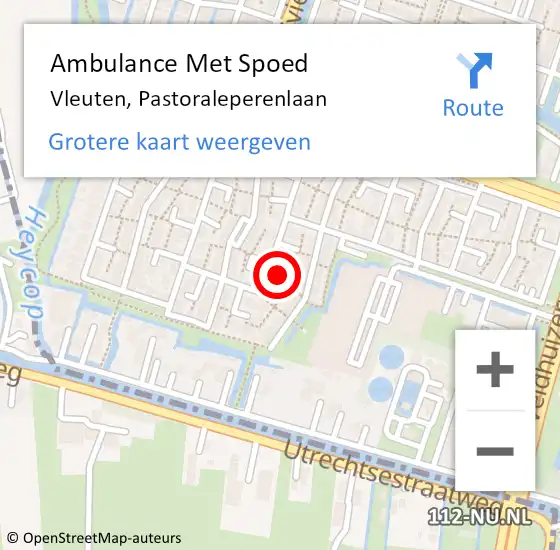 Locatie op kaart van de 112 melding: Ambulance Met Spoed Naar Vleuten, Pastoraleperenlaan op 1 februari 2017 16:50