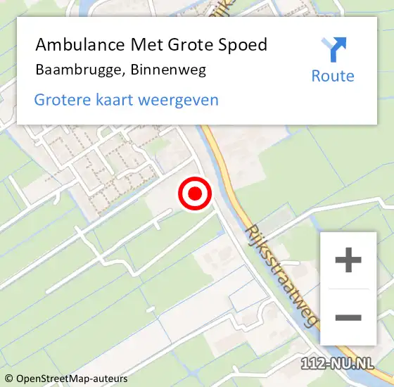 Locatie op kaart van de 112 melding: Ambulance Met Grote Spoed Naar Baambrugge, Binnenweg op 1 februari 2017 17:03