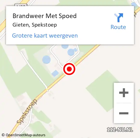 Locatie op kaart van de 112 melding: Brandweer Met Spoed Naar Gieten, Spekstoep op 1 februari 2017 17:08