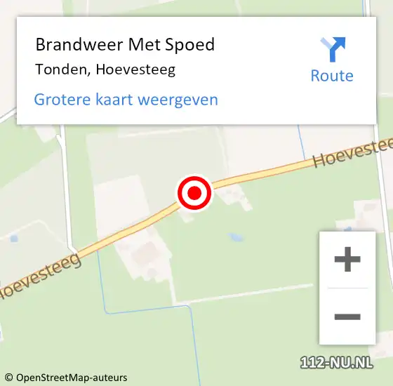 Locatie op kaart van de 112 melding: Brandweer Met Spoed Naar Tonden, Hoevesteeg op 1 februari 2017 17:53