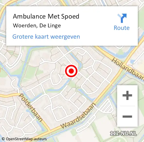 Locatie op kaart van de 112 melding: Ambulance Met Spoed Naar Woerden, De Linge op 1 februari 2017 19:00