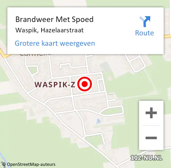 Locatie op kaart van de 112 melding: Brandweer Met Spoed Naar Waspik, Hazelaarstraat op 1 februari 2017 19:16