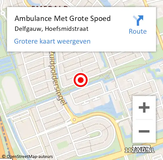 Locatie op kaart van de 112 melding: Ambulance Met Grote Spoed Naar Delfgauw, Hoefsmidstraat op 1 februari 2017 19:29