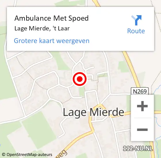 Locatie op kaart van de 112 melding: Ambulance Met Spoed Naar Lage Mierde, 't Laar op 1 februari 2017 19:41