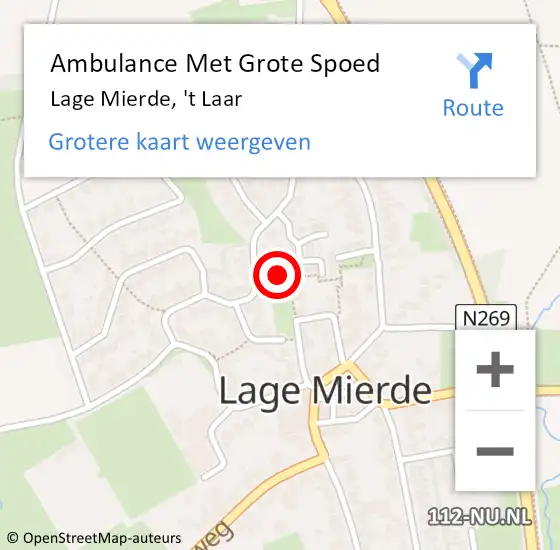 Locatie op kaart van de 112 melding: Ambulance Met Grote Spoed Naar Lage Mierde, 't Laar op 1 februari 2017 19:42