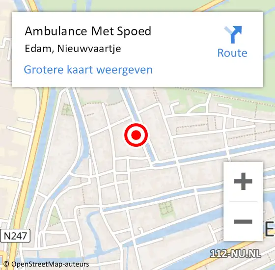 Locatie op kaart van de 112 melding: Ambulance Met Spoed Naar Edam, Nieuwvaartje op 1 februari 2017 20:07