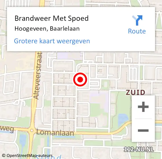 Locatie op kaart van de 112 melding: Brandweer Met Spoed Naar Hoogeveen, Baarlelaan op 1 februari 2017 20:58