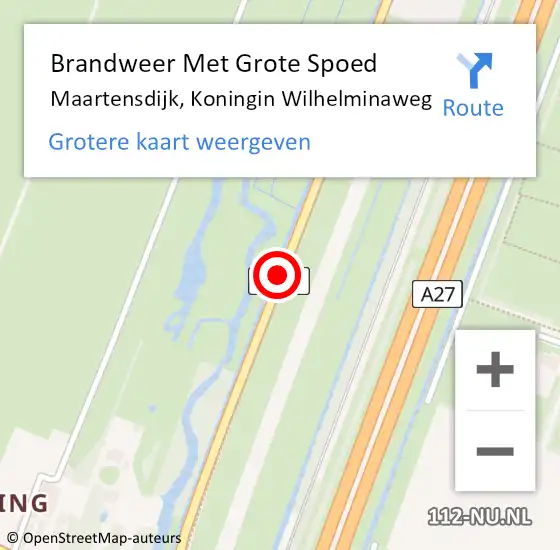 Locatie op kaart van de 112 melding: Brandweer Met Grote Spoed Naar Maartensdijk, Koningin Wilhelminaweg op 1 februari 2017 21:06