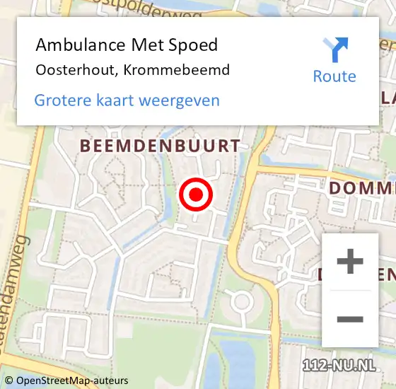 Locatie op kaart van de 112 melding: Ambulance Met Spoed Naar Oosterhout, Krommebeemd op 1 februari 2017 22:02