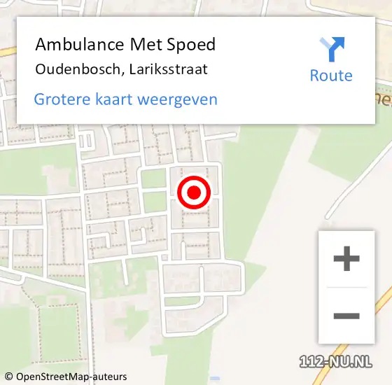 Locatie op kaart van de 112 melding: Ambulance Met Spoed Naar Oudenbosch, Lariksstraat op 1 februari 2017 22:10