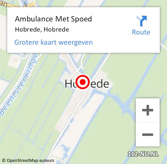 Locatie op kaart van de 112 melding: Ambulance Met Spoed Naar Hobrede, Hobrede op 1 februari 2017 22:27