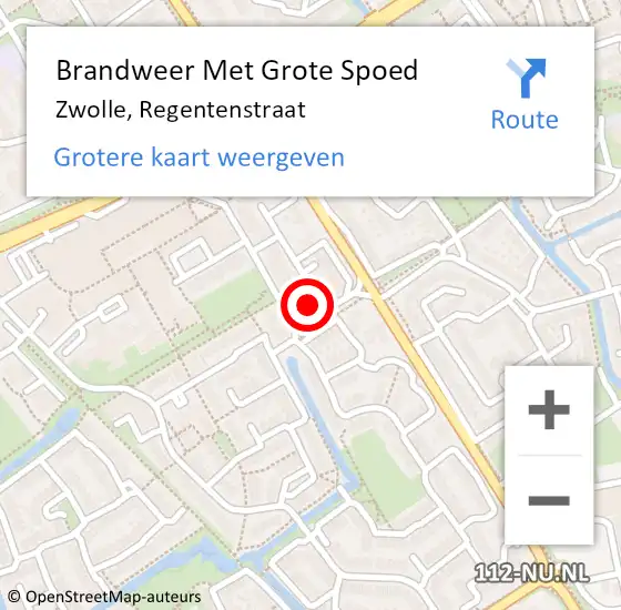 Locatie op kaart van de 112 melding: Brandweer Met Grote Spoed Naar Zwolle, Regentenstraat op 1 februari 2017 22:29