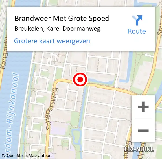 Locatie op kaart van de 112 melding: Brandweer Met Grote Spoed Naar Breukelen, Karel Doormanweg op 1 februari 2017 22:45