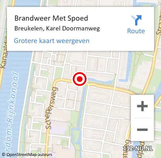 Locatie op kaart van de 112 melding: Brandweer Met Spoed Naar Breukelen, Karel Doormanweg op 1 februari 2017 23:33