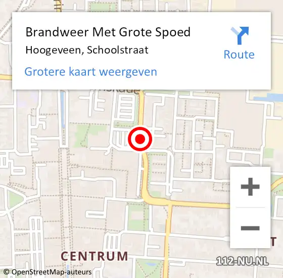 Locatie op kaart van de 112 melding: Brandweer Met Grote Spoed Naar Hoogeveen, Schoolstraat op 2 februari 2017 00:01